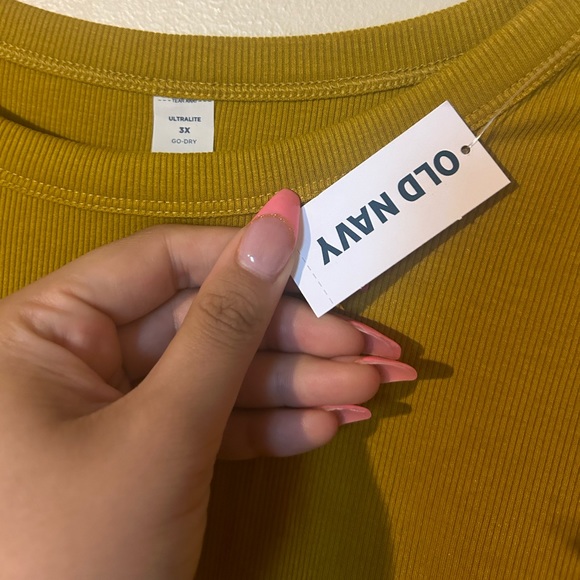 🛍️2/$15🛍️BNWT Old Navy Mustard Yellow Rib Knit Crop Top Plus Size Shirt - Picture 2 of 3